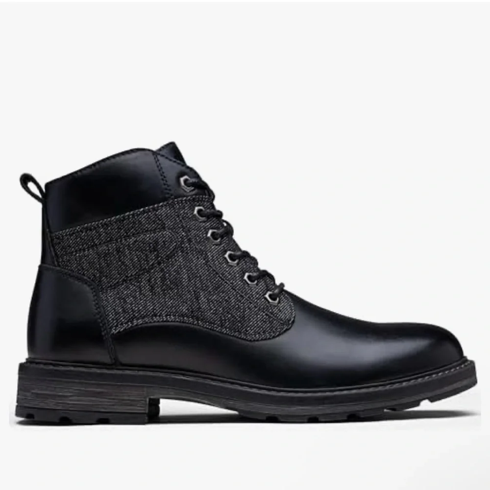 Jousen Leather Chukka Boots Mens‎ 10.5 Black Lace Up Ankle Dress Casual